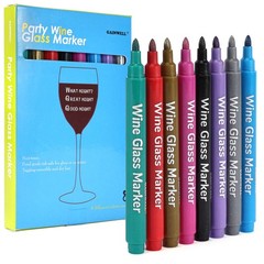 GAINWELL Metallic Wine Glass Markers 8Pcs, Non-Toxic, pack of 8, Blue