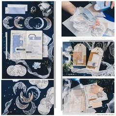 Doraking 63PCS Moon Embellishment Scrapbook Paper Packs for Journaling Large