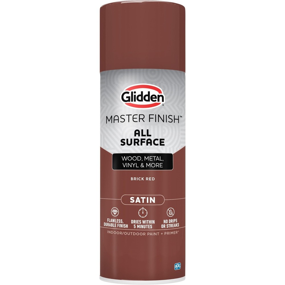 Glidden Master Finish 12 oz. Satin Brick Red Interior/Exterior All Surface Sp…