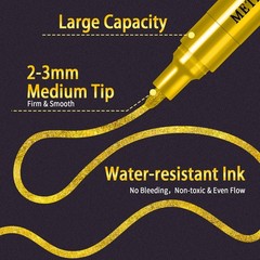 Super Golden Metallic Paint Markers, 12 Colors Metallic Paint Pen Scrapbook S…