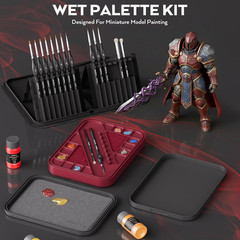 Miniature Painting Kit Wet Palette Brushes Sponge Paper Detail Brush Set Model