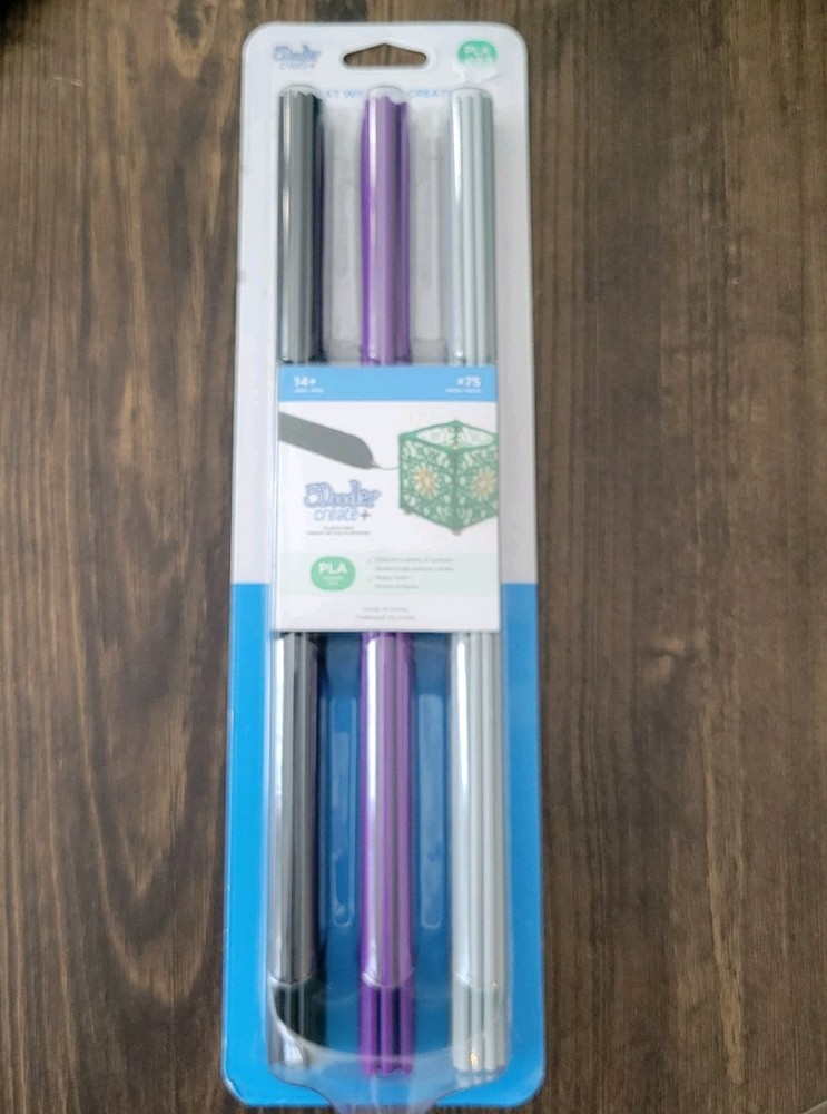 3Doodler Create+ PLA Filament Purple Black Gray 75 Strands 3D Pen pl-night-75