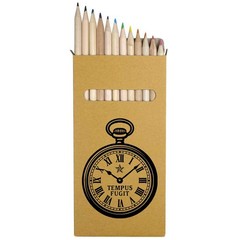 12 x ‘Pocket Watch’ Long 178mm Coloured Pencils / Pencil Set (PE00083645)
