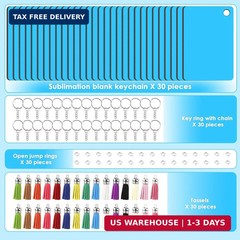 HTVRONT Sublimation Keychain Blanks – 120Pcs with Blue Protective Film – MDF Rec