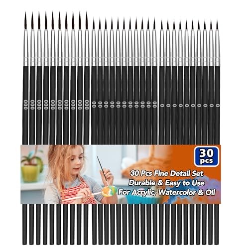 30pcs Fine Detail Paint Brushes Set, Miniature Detail Brush Kit with Sizes