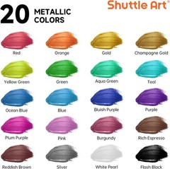 Waterproof Metallic Acrylic Paint Set 20 Colors 60ml Bottles for Indoor Outdoor