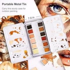12 Flesh Tone Watercolor Paint Set – Artist Grade Half Pans for Portraits, Trave