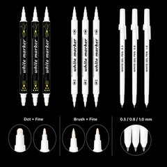 White Paint Pens Set, 9 Pack White Gel Pens and Acrylic Paint Markers, 0.5/0.8/1