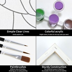 Sip and Paint Kits Pre Drawn Canvas Couples Painting Party Kit with Outline C…