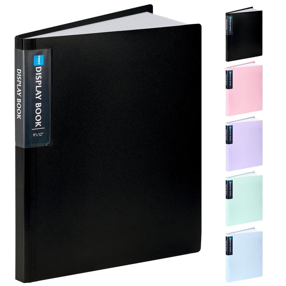 Sooez Art Portfolio 9″x12″, 40 Pockets Large Display 9″x12″ – 1 Pack, Black