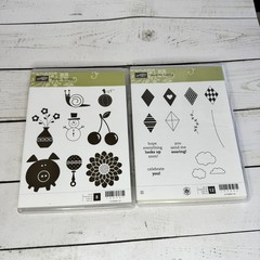 Stampin’ Up! Clear-Mount Stamp Sets Button Buddies (8) & Send Me Soaring (12)