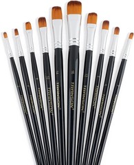 Transon Synthetic Filbert Paint Brush Set 10pcs for 10 PCS, Black
