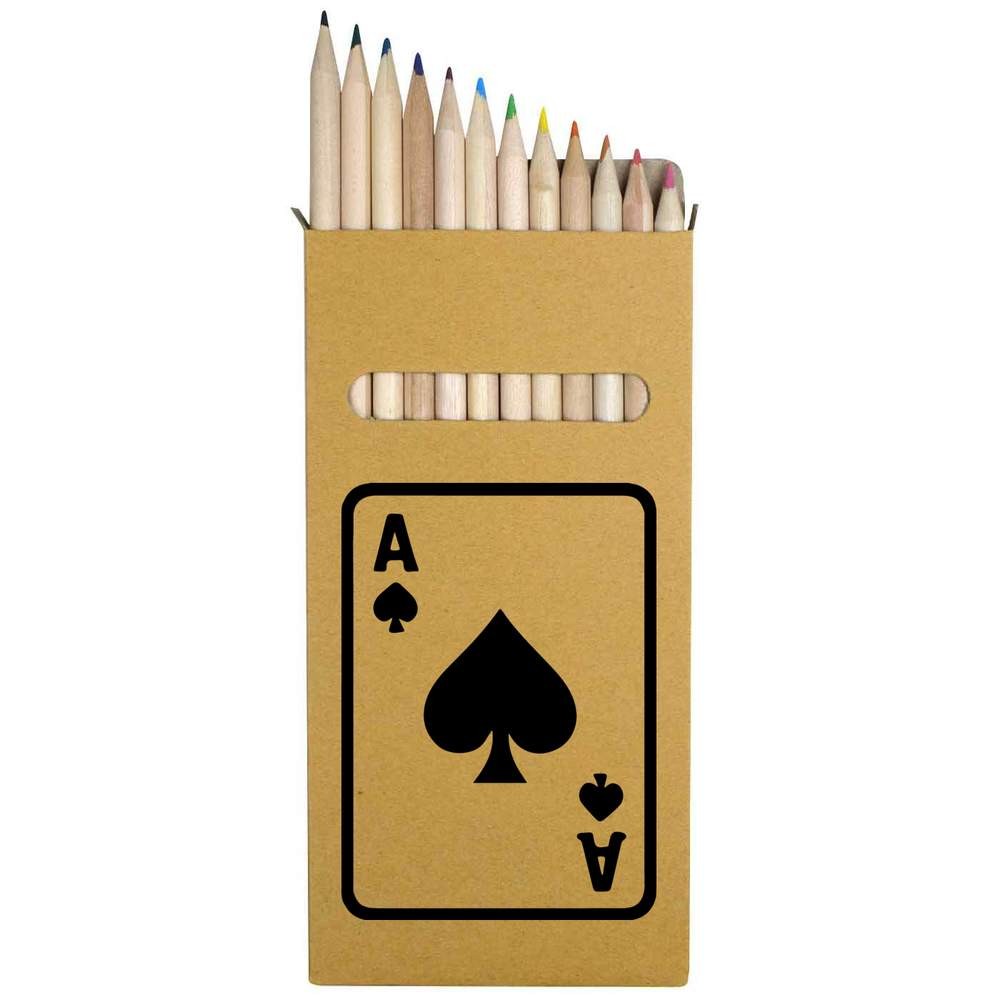 12 x ‘Ace Playing Card Graphic’ Long Colour Pencils (PE00081949)