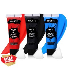 Ybuete 3pc Black+Blue+Red Face Paint