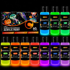 Glow in the Dark Acrylic Paint, 10 Colors 2Oz/60Ml Bright Neon Glow Paint, Long