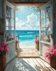 Scenery Acrylic Paint MBNTJHT Number Kit Beach Landscape