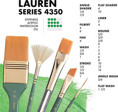 Artist Brush Co. Lauren Series 4350 – Short Handled Flat Wash Size 1-1/2 – Singl