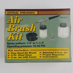 Central Pneumatic Air Brush Kit 15-50 PSI # 6131 Spray Pattern 1/4″ – 1-1/2″ New