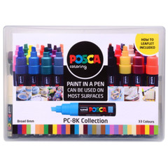 Uni Posca PC-8K Collection – 33 x Water-Based Pigment Paint Markers – 8mm Nib
