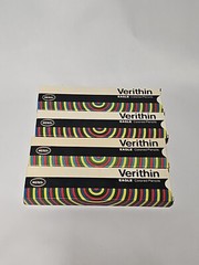 48 NOS Vintage Berol Eagle Verithin Sky- Blue , Carmine Red Colored Pencils 745