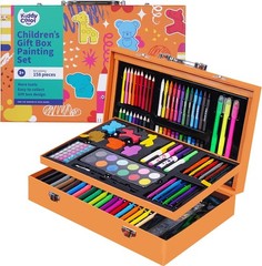 Kids Art Set Deluxe 158 Pieces KiddicolorPaint Pencils Stickers Brushes Crayons
