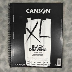 CANSON XL Black Drawing Pad 9x12in 92lb 150gsm 40 Sheets Spiral Micro-Perforated