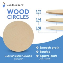 Wood Circles 14 inch 1/4 inch Thick, Unfinished Birch Sign Rounds | Woodpeckers