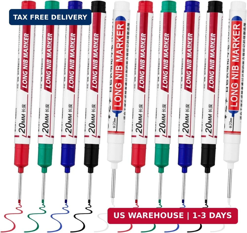 10 PCS Long Head Deep Hole Marker Pens,20mm Long Nib Marker, Longs Nose Markers,