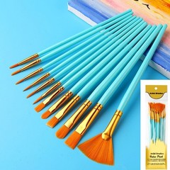 Pack of Professional Art Brushes Soft Nylon Hairs Fine Tip Round Flat Brush Head