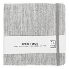 5.5×5.5″ Watercolor Sketchbook, 24 Sheet 300GSM/203lb, Light Gray