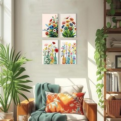 ICYANART 4 Pack Paint by Numbers kit for Adults with 8×12 inches, Flower 01