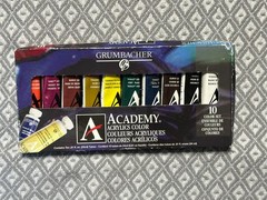 Academy Acrylic Paint, Gloss, 24ml/0.8 oz Metal Tube, 10-Color Set, C1030