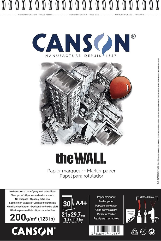 Canson The Wall Marker Pad A4 200gsm, 30 White White Sheets – *NEW*