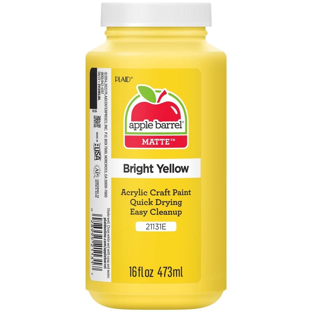 Apple Barrel Acrylic Paint Assorted Colors 16 Oz Bright Yellow