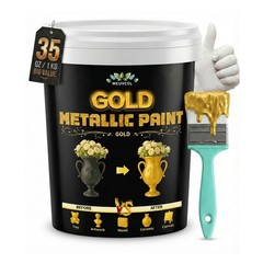 Meuvcol Gold Paint, 35 Floz Metallic Liquid 35 Fl Oz (Pack of 1),