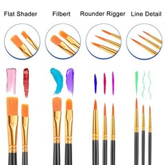 ESRICH Acrylic Paint Brushes Set, 24 Packs / 240 Pcs Watercolor 240, Black