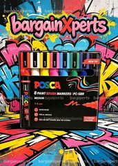 Uni Posca 8 Paint Brush Markers PC-5BR Medium STANDARD COLOURS ⭐️⭐️⭐️⭐️⭐️ ✅️