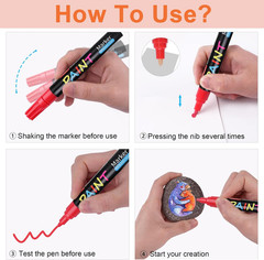 Paint Pens Paint Markers, 20 Colors Oil-Based Waterproof Marker Pen Set, Never F