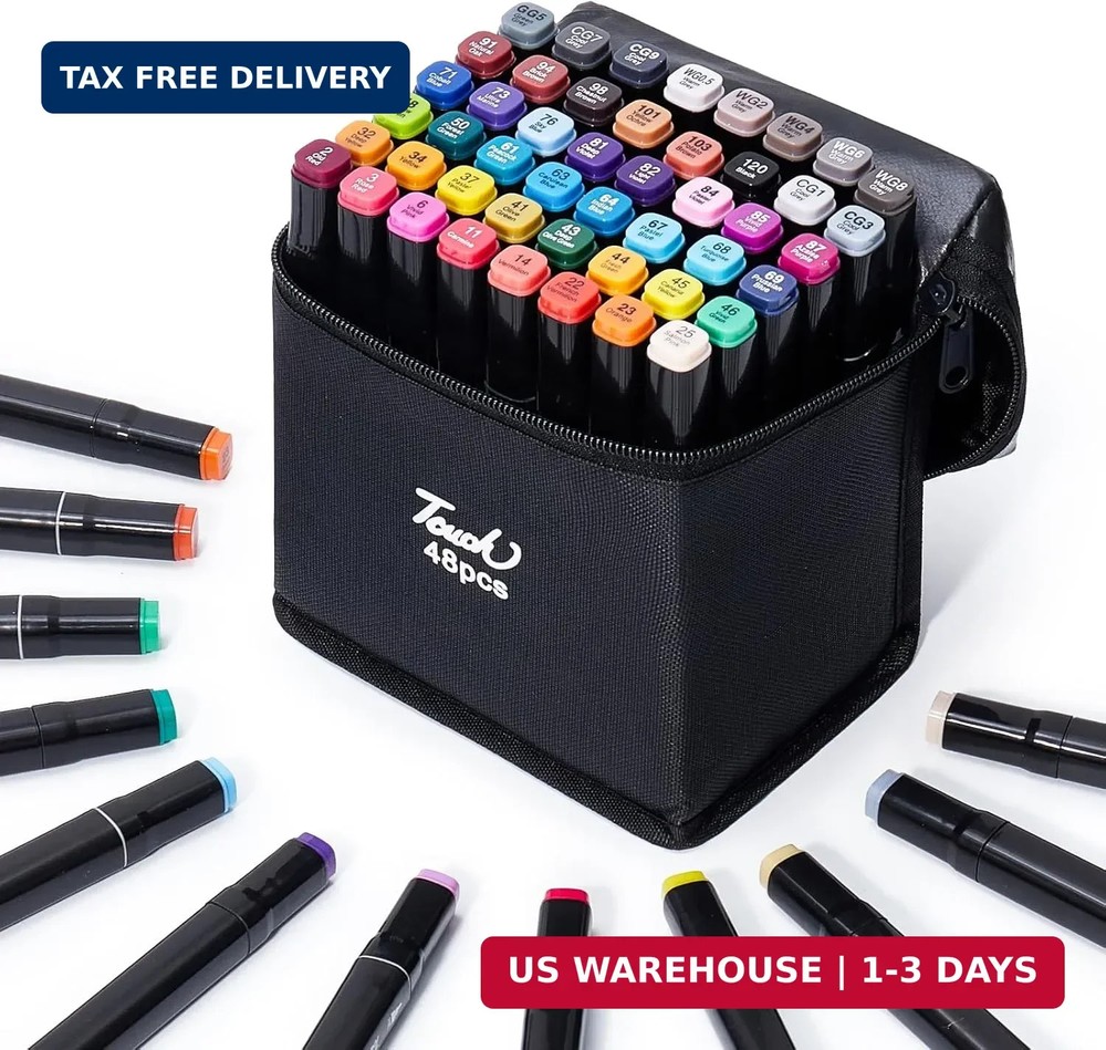 48 Colors Alcohol Markers Dual Tip Permanent Art Set with Case Adult Gift