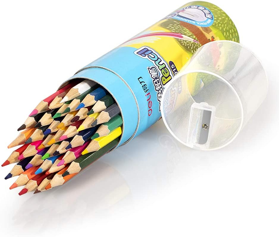 Deli 36 Pack Colored Pencils with Built-In Sharpener in Tube Cap, Vibrant Color