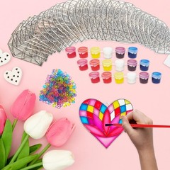 Ayhuhra 28 Sets Valentine’s Suncatcher Craft Kit DIY Window Paint Art Suncatc…