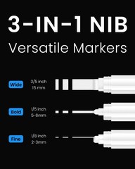 Thick White Jumbo Poster Markers: 3 Pcs 15Mm Wide Tip Large Acrylic Paint Pens B