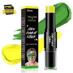 Dual-Ended Face Paint Stick- 2 Colors in 1(Green& Yellow), Non-Toxic Cream-Blend