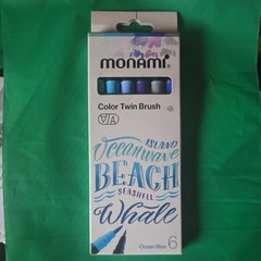 MONAMI – Color Twin BRUSH PEN 6 Color Set – OCEAN BLUE – New
