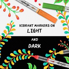 Acrylic Paint Pens Set,12Colors Soft Brush Tip Acrylic Paint Markers, Direct-…