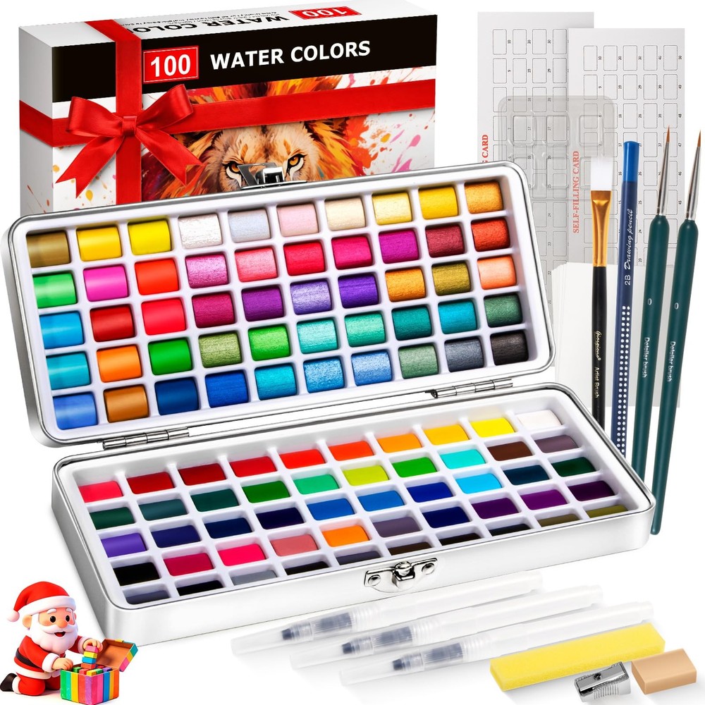 Watercolor Paint Set 100 Colors botkc 12 Fl Oz (Pack of 1), 100 unique colors