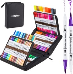 Ohuhu Art Marker Pen Brush Tip Water-based Extra Fine Case (120 colors)