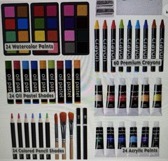 175 Piece Deluxe Art Set with 2 Drawing Pads Acrylic Paints Crayons Colored