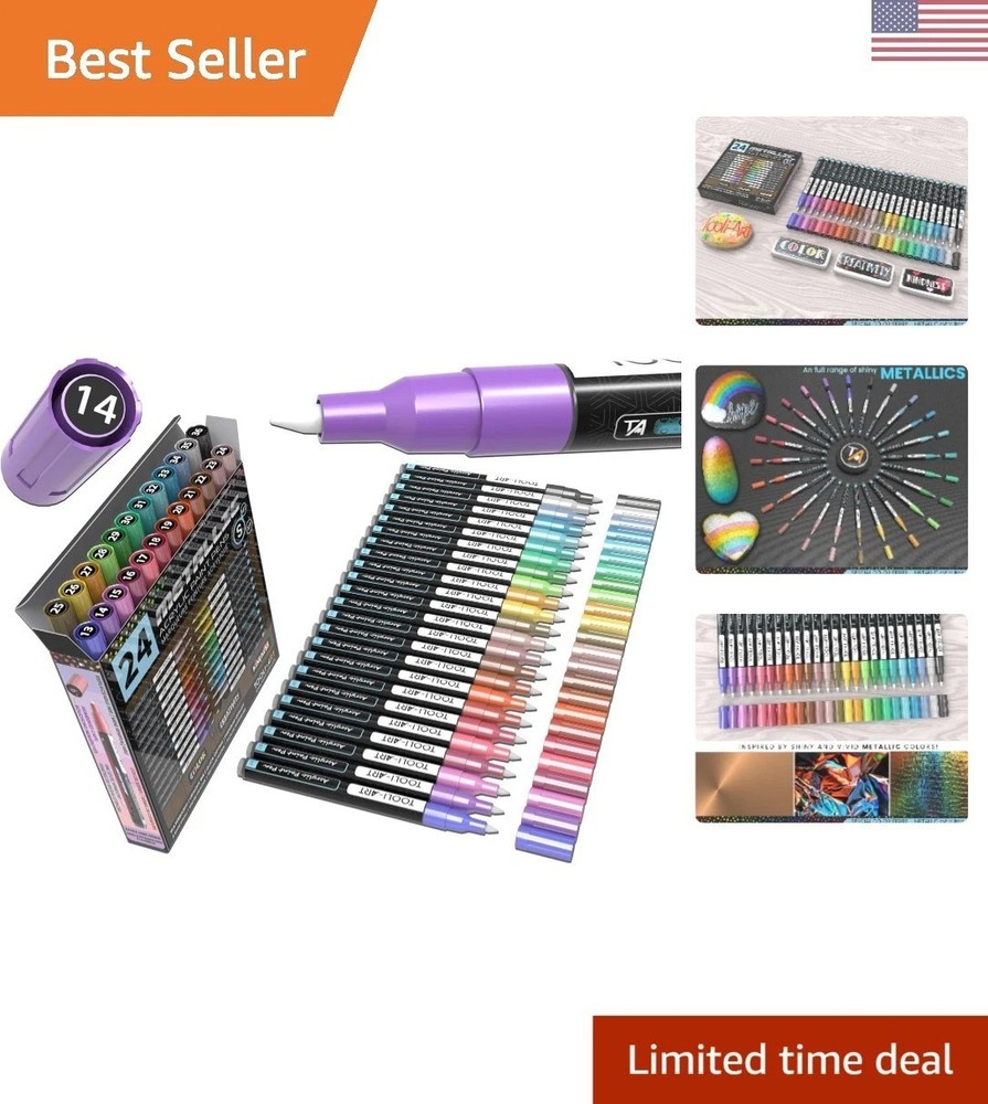 Artisan-Grade 0.7mm Metallic Acrylic Paint Pens – Non-Toxic and Quick-Drying