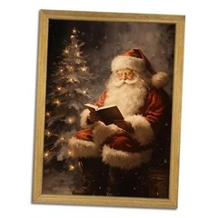 Wood Vintage Santa Claus Wall Art, Classic 10″L x 8″W Christmas A Framed